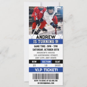 Invitation Billet de hockey personnel fête d'anniversaire ave