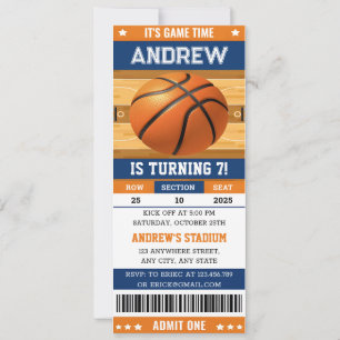 Invitation Billet de jeu de basket personnalisé Anniversaire