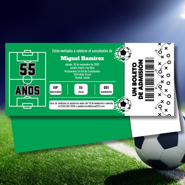 Invitation Billet de jeu de football espagnol pour la fête du (Créateur téléchargé)