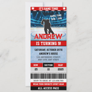 Invitation Billet de jeu de hockey numérique personnel Annive