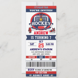 Invitation Billet de jeu de hockey personnel fête d'anniversa
