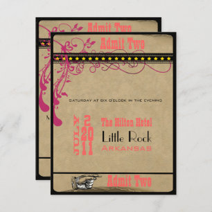 Invitation Billet de jeu RSVP Raspberry Coral et Jaune