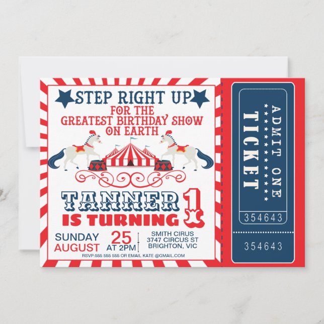 Invitation Billet de la Marine Blue Red Circus Circus Tente A (Devant)