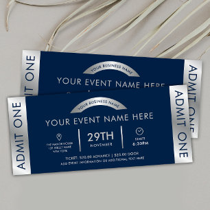 Invitation Billet de l'événement Navy & Silver Logo de l'entr