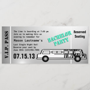 Invitation Billet de limousine pour enterrement de vie de gar