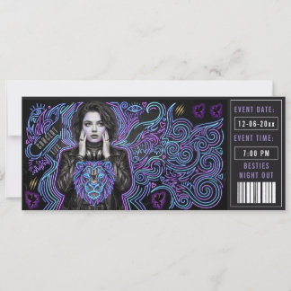 Invitation Billet de passage VIP Neon Party | Soirée de fille