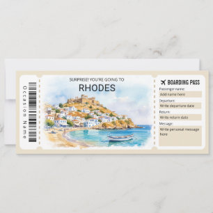 Invitation Billet de passe d'embarquement pour Rhodes