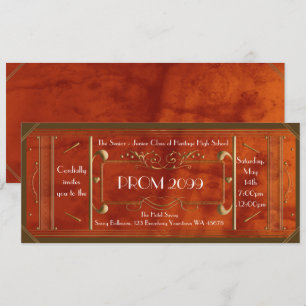 Invitation billet de PROM d'art déco, luxe en cuir