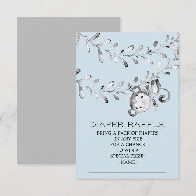 Invitation Billet de rabat au Baby shower de singe (Devant / Derrière)
