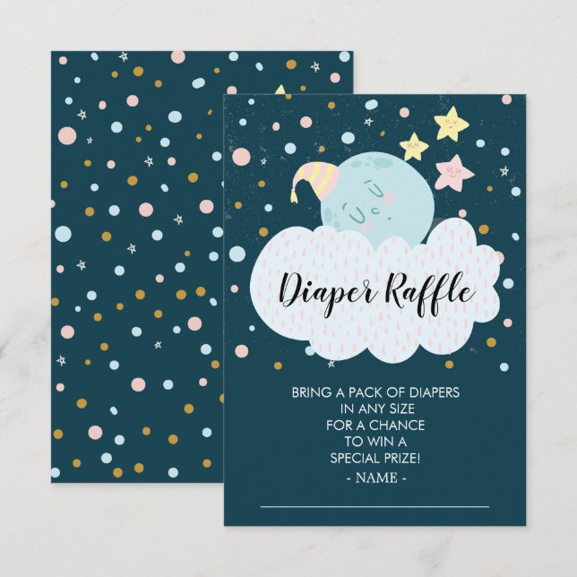 Invitation Billet de rabat sur le Baby shower de la lune (Devant / Derrière)
