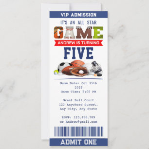 Invitation Billet de sport All Star personnel Anniversaire