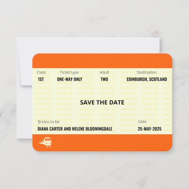Invitation Billet de train inspiré | LGBTQ+ Enregistrez la da (Devant)