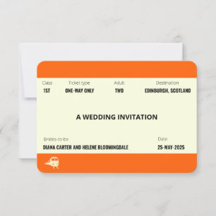 Invitation Billet de train inspiré   Mariage LGBTQ+