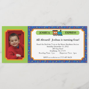 Invitation Billet de train photo - Blue & Green