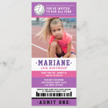 Billet de Volley-ball rose violet Anniversaire Pho