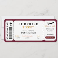 Billet de voyage surprise  Billet d'avion Pass de 