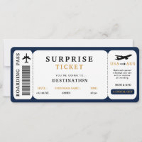 Billet de voyage surprise Billet d'avion Passe d'e