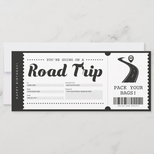 Invitation Billet de voyage surprise Cadeau Chèque-Cadeau Cer (Devant)