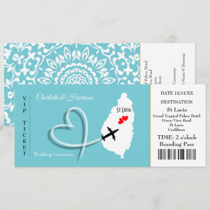 Invitation Billet d'embarquement Mariage Destination St Lucia