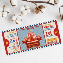 Billet d'entrée Carnaval Vintage Bleu Anniversaire