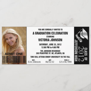 Invitation Billet d'entrée de graduation couleur personnalisa