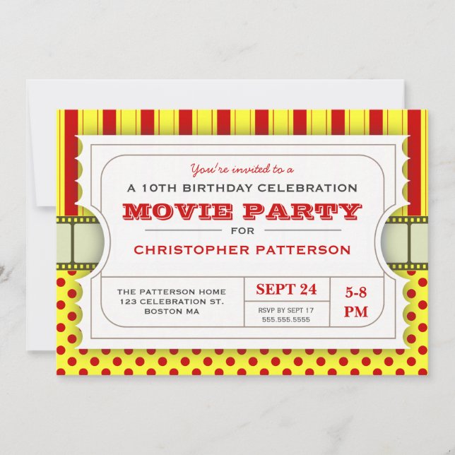 Invitation Billet d'entrée pour la fête d'anniversaire de la  (Devant)