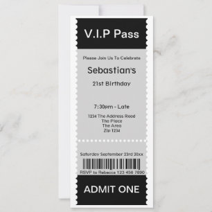 Invitation Billet d'entrée VIP Pass Party