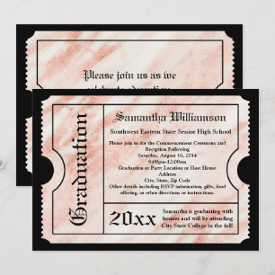 Invitation Billet d'études moderne en marbre rose rose rose r