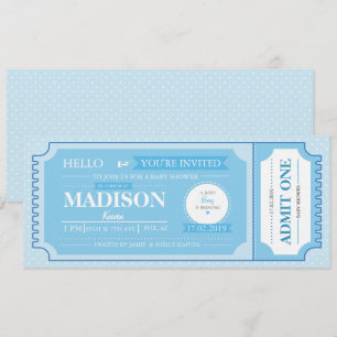 Invitation Billet d'événement Baby Blue Baby shower