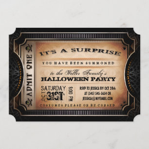Invitation Billet d'Halloween Orange et Black Surprise