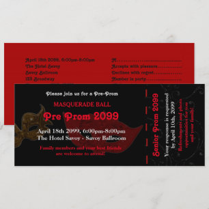 Invitation Billet d'invitation pré-prom Masquerade Style,chic