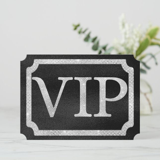 Invitation Billet Elegant Diamonds on Black VIP Event (Debout devant)