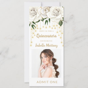 Invitation Billet Fête Quinceañera Guirlande Lumineuse Floral