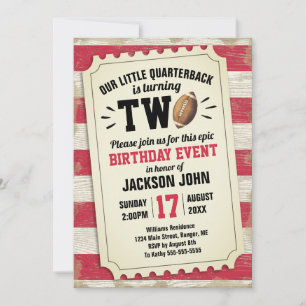 Invitation Billet Football Rustic Red