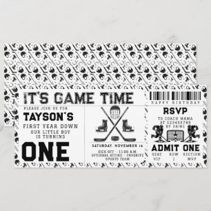 Invitation Billet Hockey première année en bas 1er anniversai