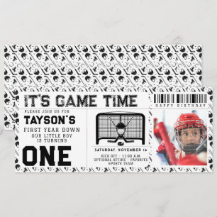 Invitation Billet Hockey première année en bas 1er anniversai