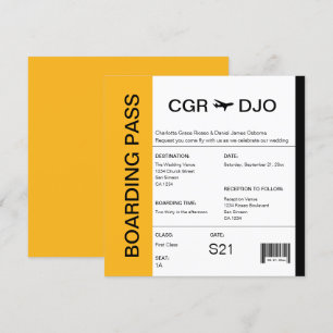 Invitation Billet Mariage de Pass d'embarquement pour les voy