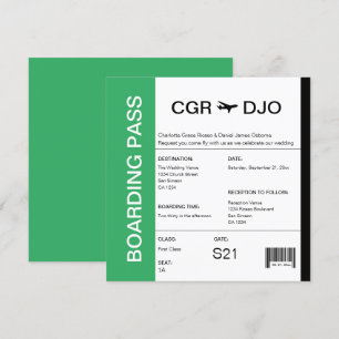 Invitation Billet Mariage de Pass d'embarquement pour les voy
