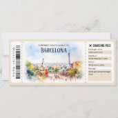 Invitation Billet modifiable Barcelona Plane Boarding Pass