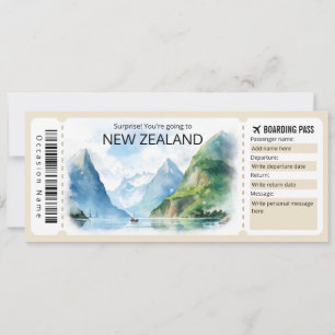 Invitation Billet modifiable New Zealand Plane, Nouvelle-Zéla