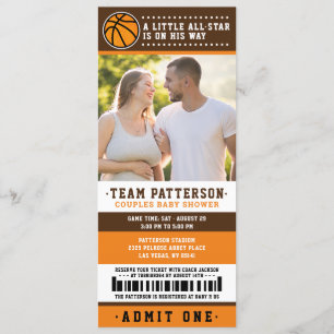Invitation Billet Orange Basketball Couples Baby shower Photo