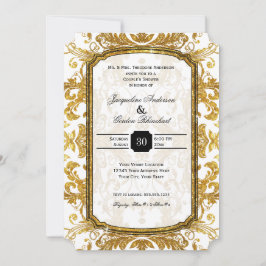 Invitation Billet Parties scintillant or Faux Couples Vintage
