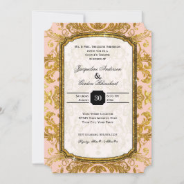 Invitation Billet Parties scintillant or Faux Couples Vintage
