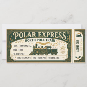 Invitation Billet Polar Express Train du Pôle Nord