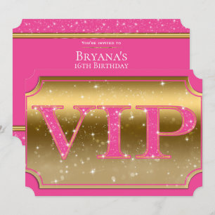 Invitation Billet pour événement VIP fête scintillante rose e