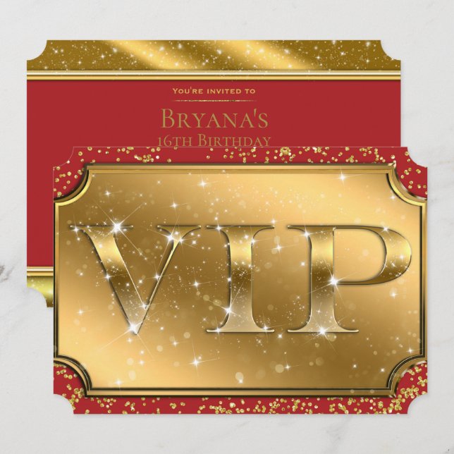 Invitation Billet pour l'événement de fête VIP Gold & Red Spa (Devant / Derrière)