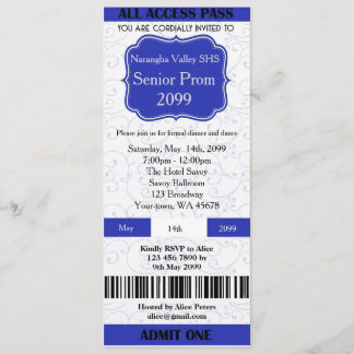 Invitation Billet Prom, n'importe quelle occasion,