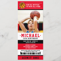 Billet rouge noir de basket-ball Anniversaire Phot