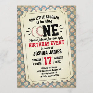 Invitation Billet Vintage de baseball sportif d'anniversaire