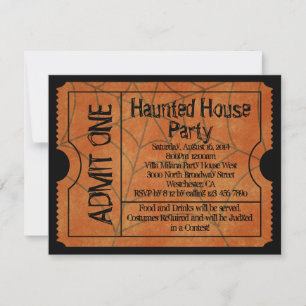 Invitation Billet vintage Haunted Maison Halloween